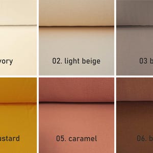 K&ouml;nnte beinhalten: Farbkarte mit 10 verschiedenen Stofffarben: Elfenbein, Hellbeige, Beige, Senf, Karamell, Braun, Dunkelbraun, Grau, Hellgrau und Wei&szlig;.