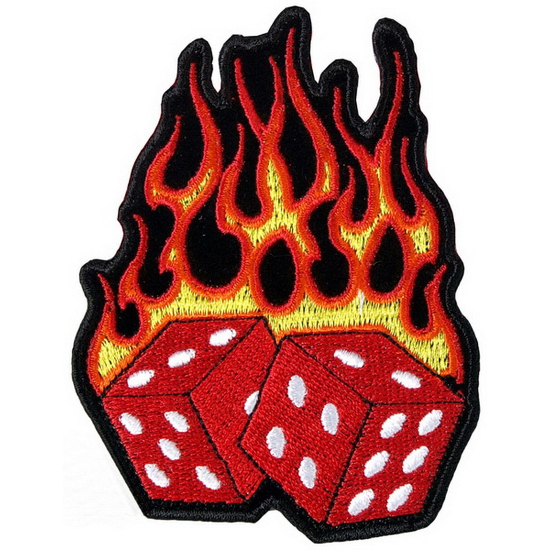 FLAMING DICE patch Etsy