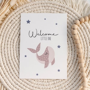 Glückwunschkarte zur Geburt Karte Geburtskarte Geburt Baby Neugeborenes personalisiert Name hochwertig besonders - Welcome Wal Sterne