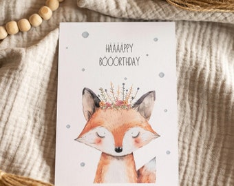 Karte zum Geburtstag Happy Birthday Fuchs Geburtstagskarte Glückwunsch A6 Postkarte
