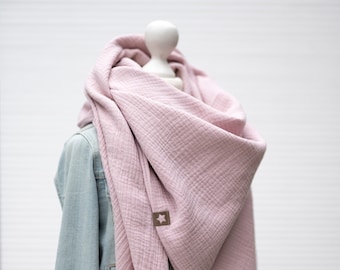 Musselintuch Dreieckstuch Halstuch soft rosé  Damen Mädchen Herren doppellagig für Kinder und Erwachsene Tuch
