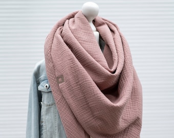 Muslin sjaal XXL Old Blush – zachte driehoekige sjaal van katoen