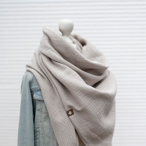 Écharpe triangulaire en tissu mousseline XXL sable clair femmes et hommes écharpe en mousseline foulard foulard image 2