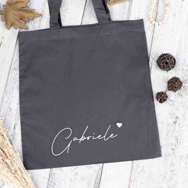 Jute Beutel grau Name personalisiert Geschenk Geschenkidee bedruckt