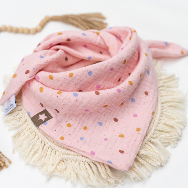 Muslin cloth children girls triangular scarf pink confetti neckerchief children's scarf