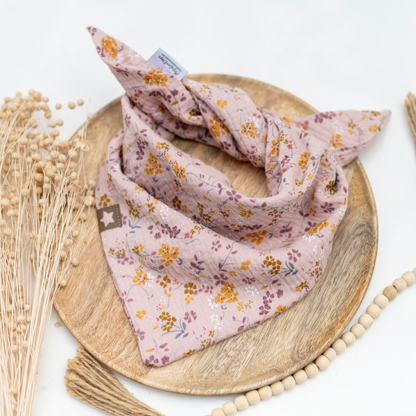 Muslin cloth children's girls triangular scarf pink flower flowers neckerchief children's scarf