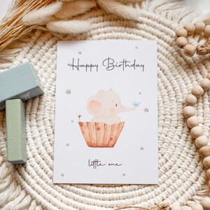 Postkarte Geburtstag  Happy Birthday süßer Elefant Baby Kind
