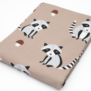 JERSEY raccoon fabric -cotton jersey- taupe - children - baby - boy - girl from 50 cm