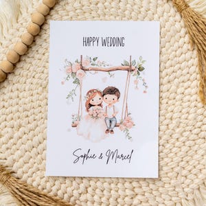 Karte zur Hochzeit Glückwunschkarte Happy Wedding personalisiert Postkarte A6 Format