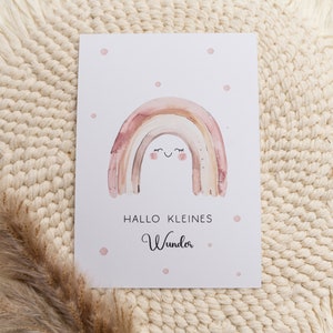 Karte zur Geburt Glückwunschkarte Regenbogen kleines Wunder Postkarte Mädchen Baby A6 Format