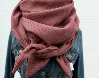 Musselintuch Dreieckstuch Halstuch blush Damen Mädchen Herren doppellagig für Kinder und Erwachsene Tuch