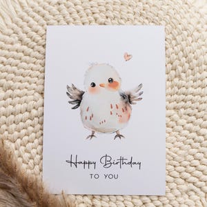 Karte zum Geburtstag Happy Birthday kleiner Vogel Geburtstagskarte Glückwunsch A6 Postkarte
