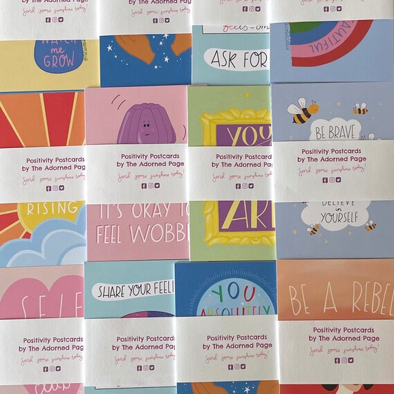 PICK N MIX! Set of 5 illustrated postcards with uplifting and encouraging messages. Mini art prints. Gift for Friend. Positive Illustration