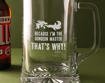 Bicchiere Per Whisky Con Incisione "Because I'm The Dungeon Master That's Why!" - Regalo Divertente Per Master Di D&D