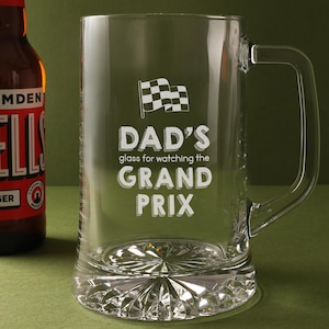 Personalized Engraved 'Grand Prix' Beer Glass | Formula 1 Gifts For Men Him | Beer Tankard For Dad Grandad | F1 Gifts For Brother Husband