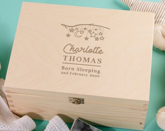 Personalised "Born Sleeping" Baby Keepsake Memory Box - Personalized Baby Loss Memorial Gift