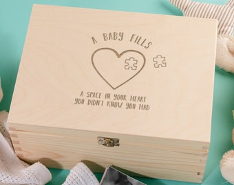 Engraved "A Baby Fills A Space In Your Heart" Baby Keepsake Memory Box - Baby Shower Gifts For Mum Dad