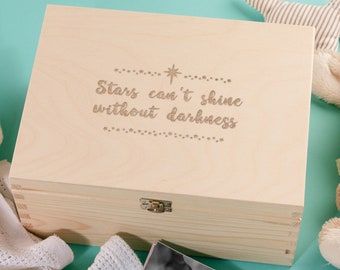 Engraved "Stars Can't Shine Without Darkness" Baby Keepsake Memory Box - Baby Loss Memorial Gift