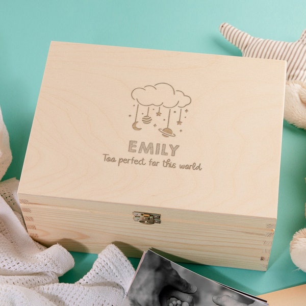 Personalised "Too Perfect for This World" Baby Keepsake Memory Box - Personalized Baby Loss Memorial Gift