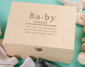 Engraved Baby Definition Baby Keepsake Memory Box - Baby Shower Gifts For Girl or Boy