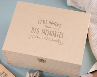 Engraved "Little Moments Become Big Memories" Wedding Keepsake Memory Box - Unique Anniversary Gift For Men Women