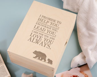 Engraved "I Promise To Help You, Encourage You, Lead You" Baby Keepsake Memory Box - Baby Shower Gifts For Girl or Boy