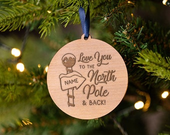 Personalised 'Love You To The North Pole and Back' Bauble for Couples - Personalized Christmas Tree Decoration Gift for Boyfriend Girlfriend
