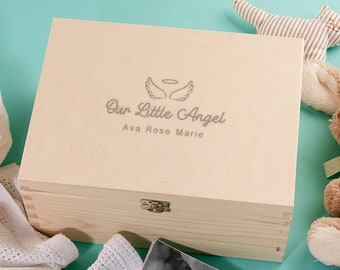 Personalised "Our Little Angel" Baby Keepsake Memory Box - Personalized Baby Loss Remembrance Gift