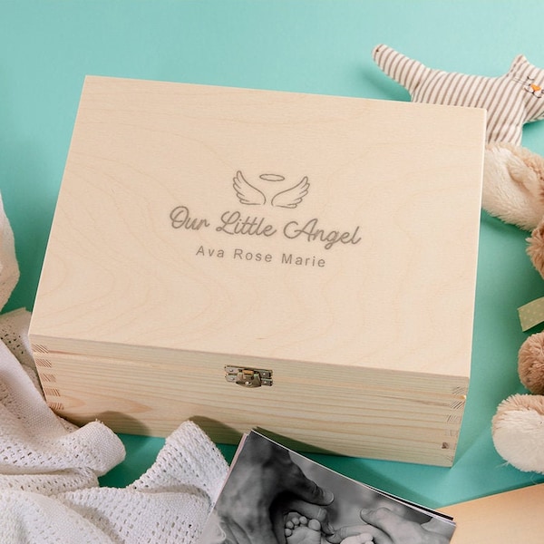 Personalised "Our Little Angel" Baby Keepsake Memory Box - Personalized Baby Loss Remembrance Gift