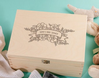 Personalised Baby Shower Gift for Boy or Girl - Personalized Baby Keepsake Memory Box for New Mums and Dads