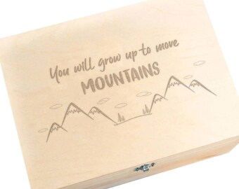 Engraved "You Will Grow Up To Move Mountains" Baby Keepsake Memory Box - Birthday Gift For Boys and Girls