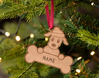 Personalised Dog Bauble - Personalized Pet Decoration - Dog Christmas Tree Ornament - Engraved Wooden Xmas Gift