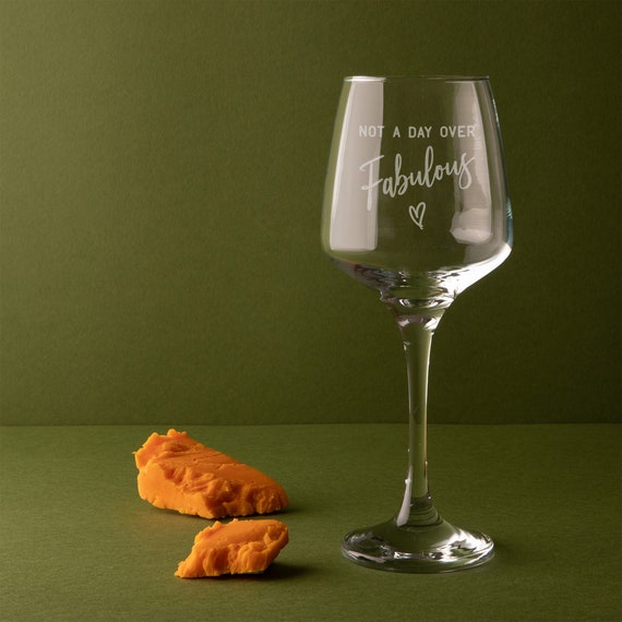 Not A Day Over Fabulous Engraved Wine Glass - 40th Birthday Gifts For Women  Her - 50th Gifts For Friends - Milestone Birthday - Wine Lover