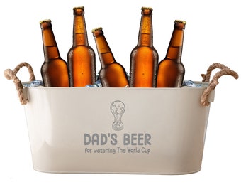 Personalised Beer Cooler Metal - Football Lovers Gift - World Cup 2022 Ice Bucket - Birthday Gift for Dad Him - Personalized Ice Bucket