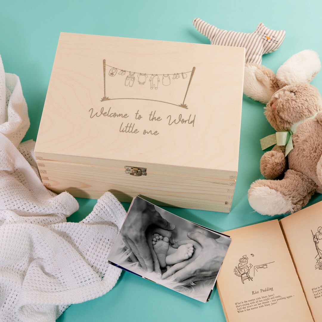 Engraved "welcome to the World Little One" Baby Keepsake Box | Unique ...