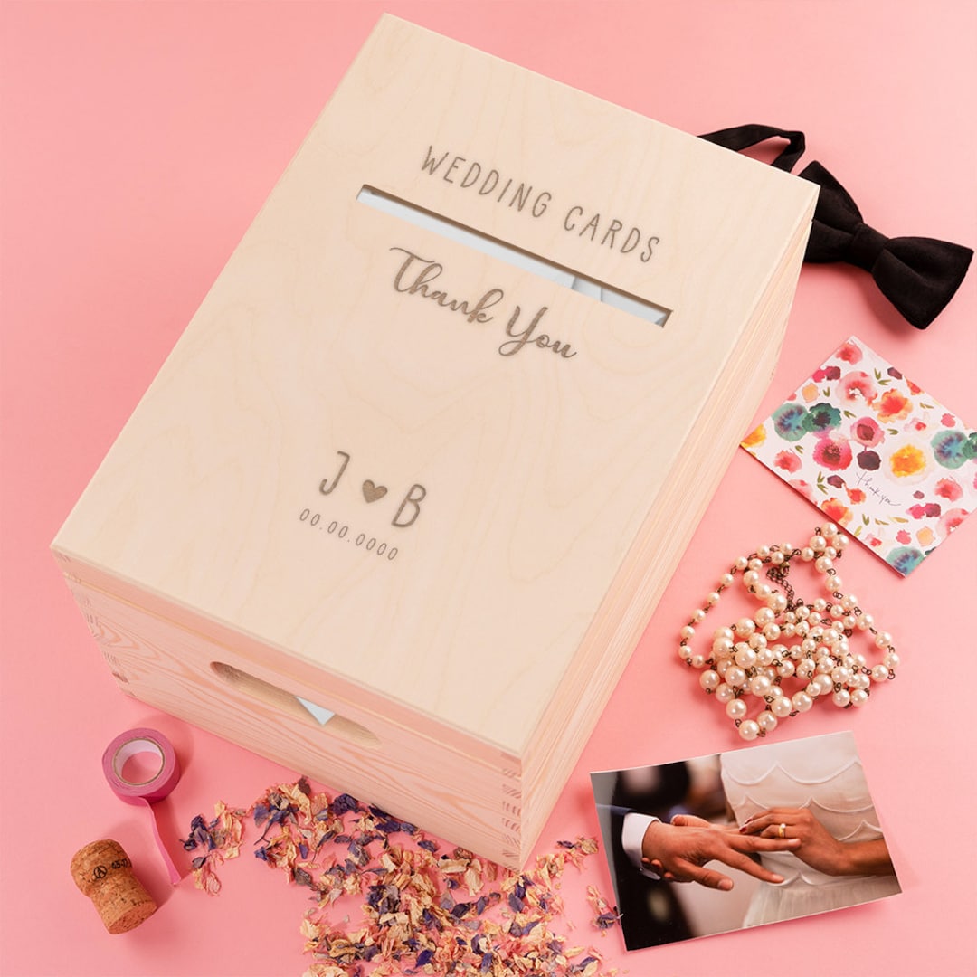 Personalised Wedding Card Box With Slot - Personalized Keepsake Memory ...