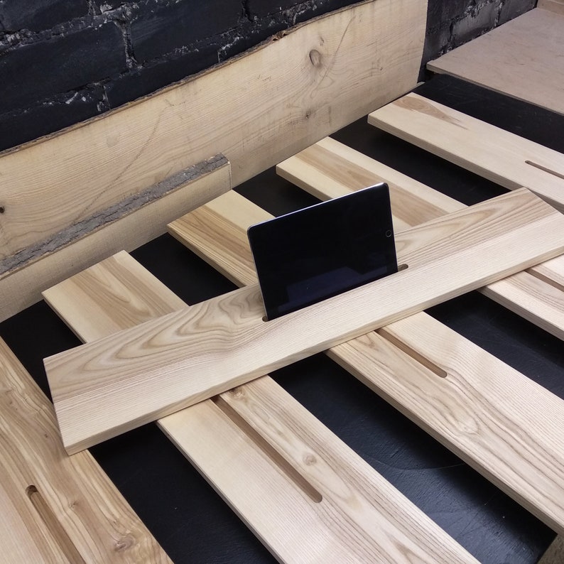 Bath Caddy With Ipad Holder Wood Bath Tray Etsy