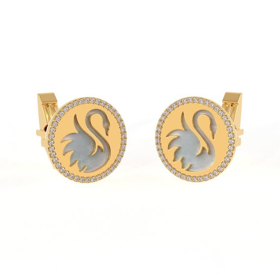 Boutons De Manchette Deuil Camée Obsidienne - Or Jaune 14 Carats, 13.05g, Occasion Vintage