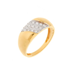 18k Yellow Gold Diamond Ring, 0.37 Cts. Natural Diamond Gold Rings For Men, Paved Diamond Wedding Engagement Ring Jewelry Gift For Him