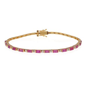 Ruby Diamond Tennis Bracelet: 14k Yellow Gold Minimalist Jewelry