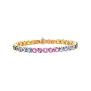 Multi Sapphire tennis bracelet 18k gold jewelry / Stackable sapphire bracelet gold / Multi color gemstone bracelet for her / zorayajewels