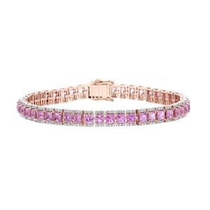Pink Saphir Diamant Armband: 18k Rose Gold, handgemacht