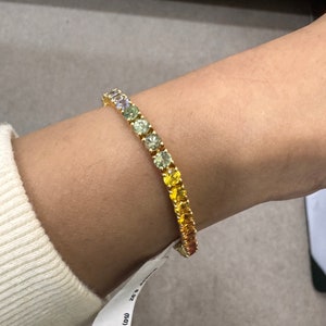 Regenboog saffier edelsteen armband 18k gouden sieraden / Multi Sapphire Sieraden Armband voor haar / Sapphire tennisarmband / zorayajewels afbeelding 5