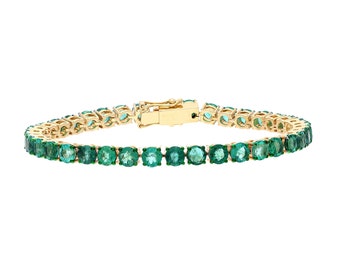 10,96 Cts Emerald armband 18k geel goud natuurlijke edelsteen sieraden stapelbare armband voor vrouw, 6,75 inch lengte gouden unieke armband