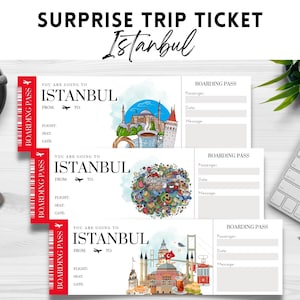 Printable, Editable ISTANBUL Surprise BOARDING Pass TICKET, Trip Ticket to Istanbul, Editable Vacation Ticket , Instant Download pdf
