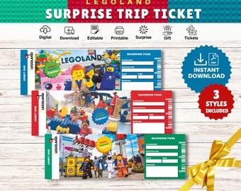 Printable BUILDING BLOCKS Theme Park Gift Ticket Surprise Trip Reveal Keepsake Tickets - Instant Pdf