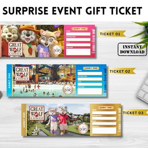 GREAT WOLF Lodge Surprise Trip Reveal TICKETS, Printable Surprise Great ...