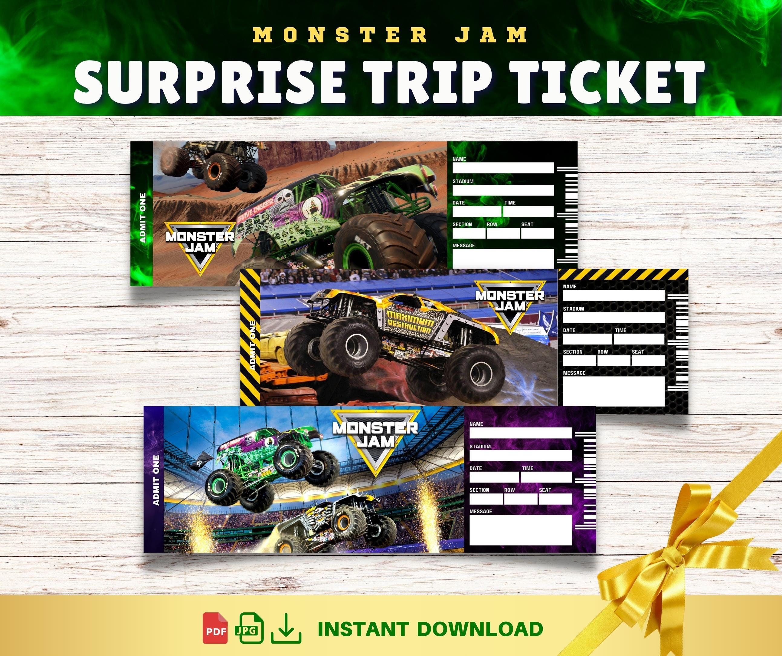 Printable MONSTER TRUCKS Reveal Gift Ticket .instant Download - Etsy