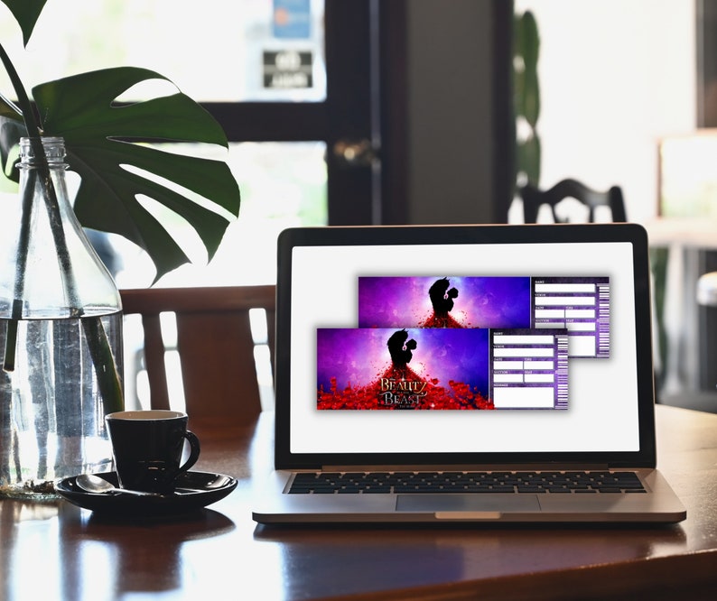 Printable BEAUTY AND the BEAST Broadway Surprise Ticket. Editable