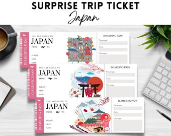 Surprise Trip Boarding Pass: Custom Japan Ticket (Printable & Editable)